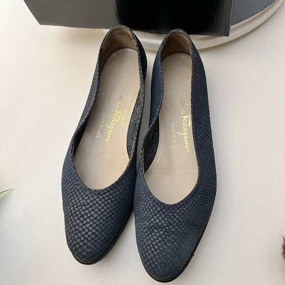 Salvatore Ferragamo Boutique Slip On Shoes Leather Reptile Print Made‎ Italy 6 M - Picture 6 of 10